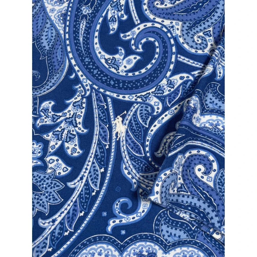 Polo Ralph Lauren Mens XXL Blue Paisley Short Sleeve Button Down Classic Shirt